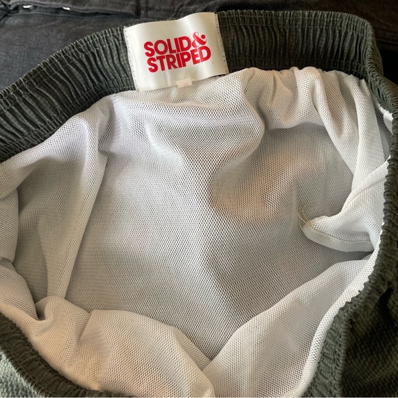 Solid & Striped Seersucker Dark Green Swim Trunks - Picture 5 of 7